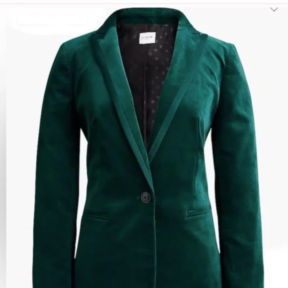 J. Crew Factory Women's Green Velvet Blazer - Size 6 - NWOT - Picture 2 of 6